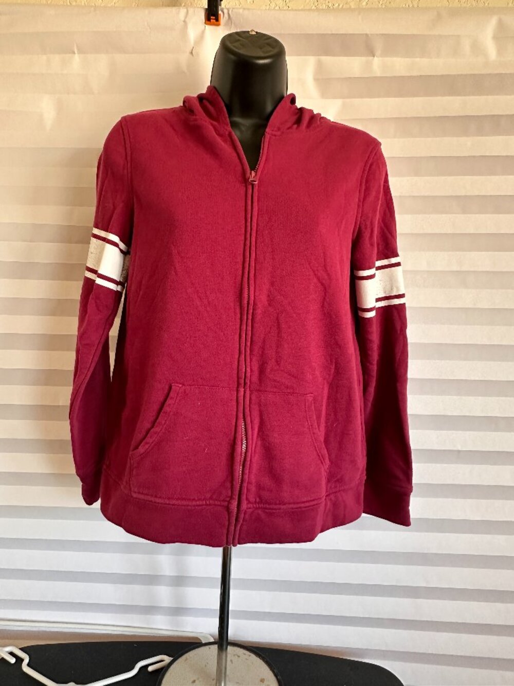 SO Girl's Burgundy Full Zip Hoodie Sweatshirt Size XL